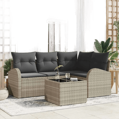 Vidaxl Hagesofa Set 5 pcs Lysegrå