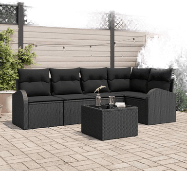 Vidaxl Hagesofa Set 6 pcs Svart