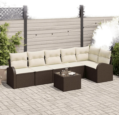 Vidaxl Hagesofa Set 7 pcs Brun og hvit