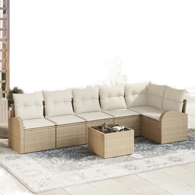 Vidaxl Hagesofa Set 7 pcs Beige og Hvit