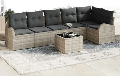 Vidaxl Hagesofa Set 7 pcs Lysegrå