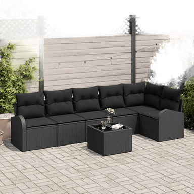 Vidaxl Hagesofa Set 7 pcs Svart