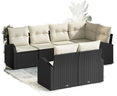 Vidaxl Hagesofa Set 7 pcs Svart og Hvit