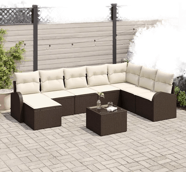 Vidaxl Sofa sett 9 pcs Brun og hvit