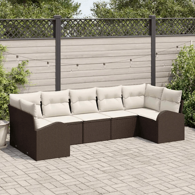 Vidaxl Hagesofa Set 7 pcs Brun og hvit
