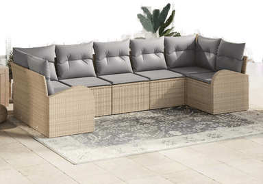 Vidaxl Hagesofa Set 7 pcs Beige og lys grå