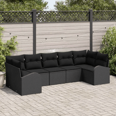 Vidaxl Hagesofa Set 7 pcs Svart