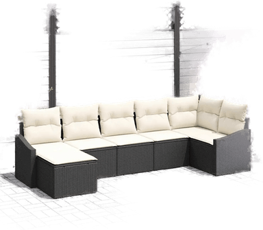 Vidaxl Hagesofa Set 7 pcs Svart og krem