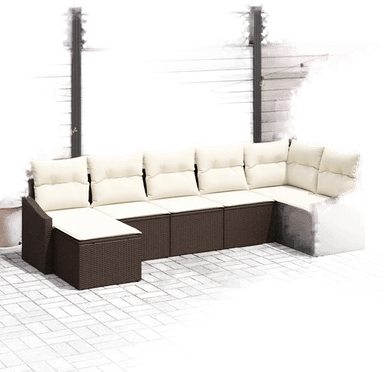 Vidaxl Hagesofa Set 7 pcs Brun og Krem