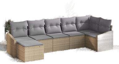Vidaxl Hagesofa Set 7 pcs Beige og lys grå