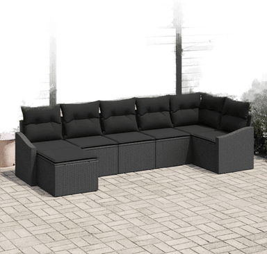 Vidaxl Hagesofa Set 7 pcs Svart
