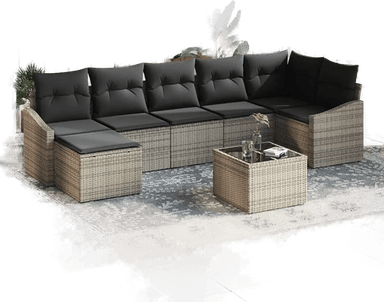 Vidaxl Hagesofa Set 8 pcs Lysegrå