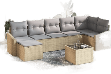 Vidaxl Hagesofa Set 8 pcs Beige og lys grå