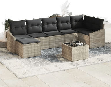 Vidaxl Hagesofa Set 8 pcs Lysegrå