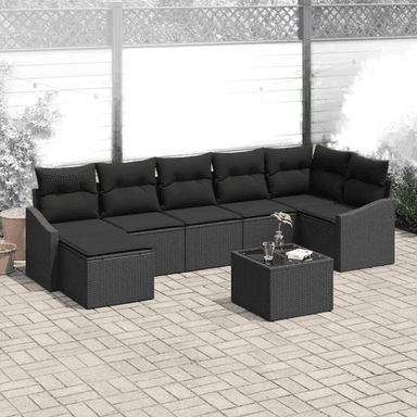 Vidaxl Hagesofa Set 8 pcs Svart