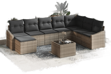 Vidaxl Hagesofa Set 8 pcs Lysegrå