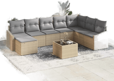 Vidaxl Hagesofa Set 8 pcs Beige og lys grå