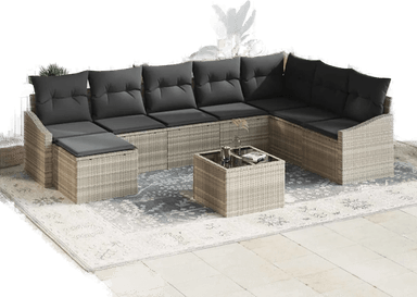 Vidaxl Hagesofa Set 8 pcs Lysegrå