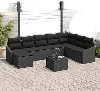 Vidaxl Hagesofa Set 8 pcs Svart