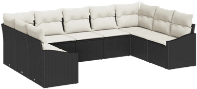Vidaxl Hagesofa Set 9 pcs Svart Krem