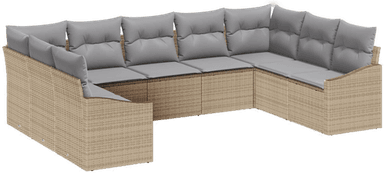 Vidaxl Hagesofa Set 9 pcs Beige og lys grå