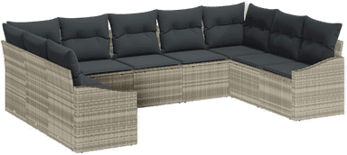 Vidaxl Hagesofa Set 9 pcs Lysegrå