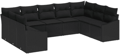 Vidaxl Hagesofa Set 9 pcs Svart