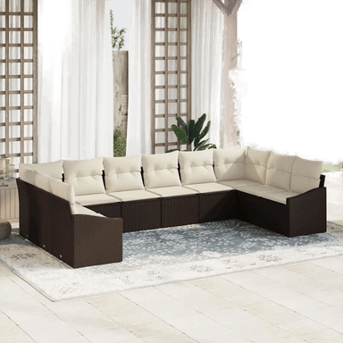 Vidaxl Hagesofa Set 10 pcs Brun Krem