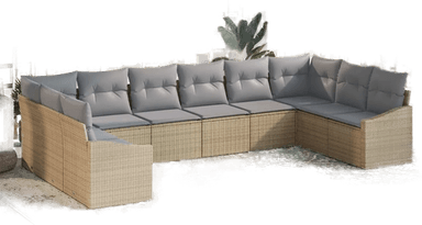 Vidaxl Hagesofa Set 10 pcs Beige og lys grå