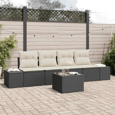 Vidaxl Hagesofa Set 5 pcs Svart og krem