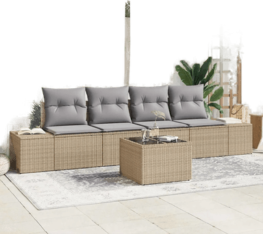 Vidaxl Hagesofa Set 5 pcs Beige og grå