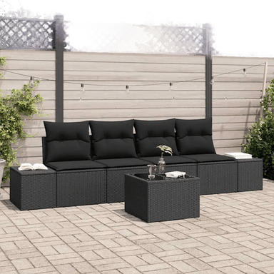 Vidaxl Hagesofa Set 5 pcs Svart