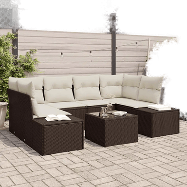 Vidaxl Hagesofa Set 8 pcs Brun Krem