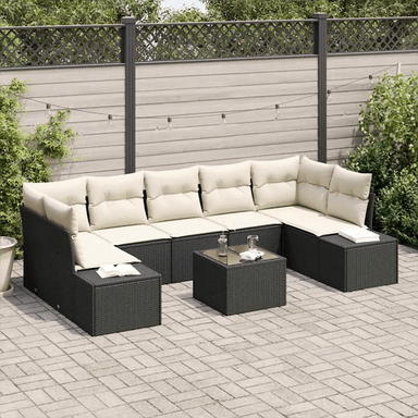 Vidaxl Hagesofa Set 8 pcs Svart og krem