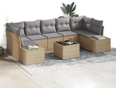 Vidaxl Hagesofa Set 8 pcs Beige og grå
