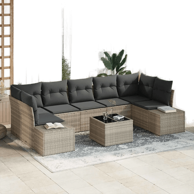 Vidaxl Hagesofa Set 8 pcs Lysegrå Mørk Grå