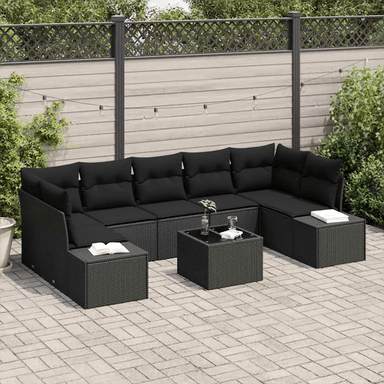 Vidaxl Hagesofa Set 8 pcs Svart
