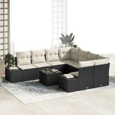 Vidaxl Hagesofa Set 9 pcs Svart og krem