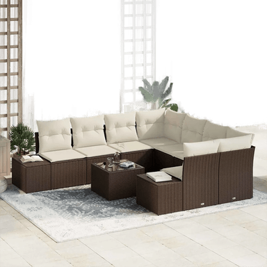Vidaxl Hagesofa Set 9 pcs Brun og Krem