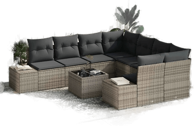 Vidaxl Hagesofa Set 9 pcs Grå