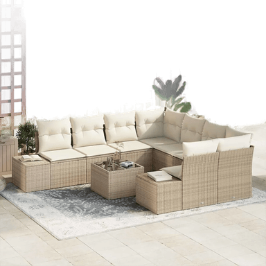 Vidaxl Hagesofa Set 9 pcs Beige