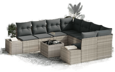 Vidaxl Hagesofa Set 9 pcs Lysegrå Mørk Grå