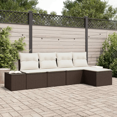 Vidaxl Hagesofa Set 5 pcs Brun Krem