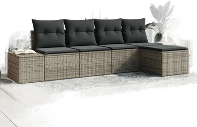 Vidaxl Hagesofa Set 5 pcs Grå