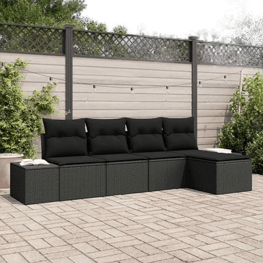 Vidaxl Hagesofa Set 5 pcs Svart