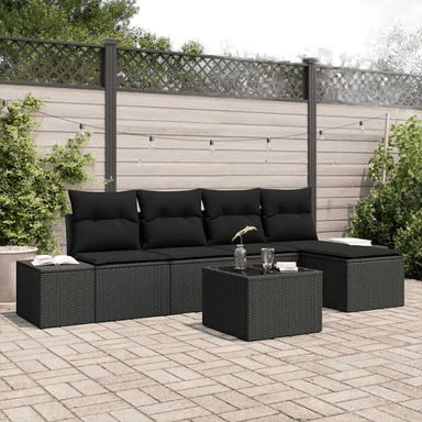 Vidaxl Hagesofa Set 5 pcs Svart