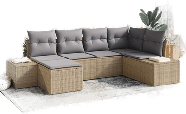 Vidaxl Hagesofa Set 6 pcs Beige og lys grå