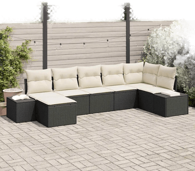 Vidaxl Hagesofa Set 7 pcs Svart