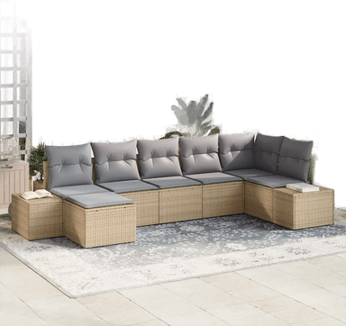 Vidaxl Hagesofa Set 7 pcs Beige