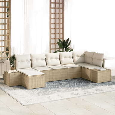 Vidaxl Hagesofa Set 7 pcs Beige